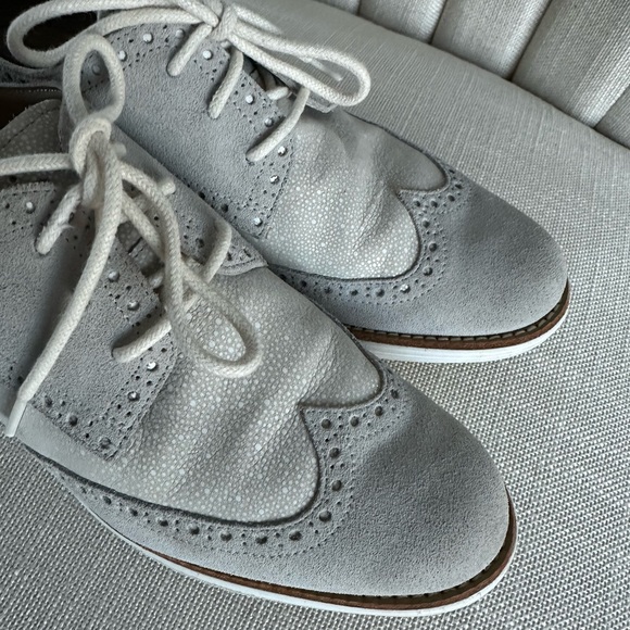 Cole Haan Gray Lunargrand Wingtip Oxfords - Size 8 - Picture 2 of 9